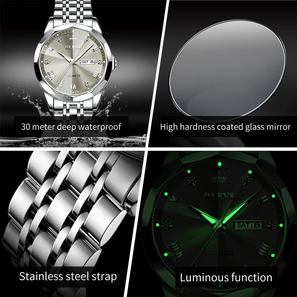 OLEVS 9931 Watches for Men Diamond Dress Luxury Casual Fashion Wrist Watch Waterproof Luminou - Image 53
