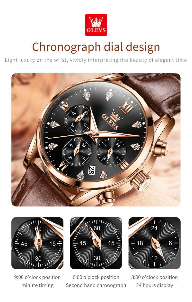 OLEVS 5523 Womens Watches Brown Rose Gold Chronograph Casual Dress Waterproof Ladies Wrist Watch - Image 14