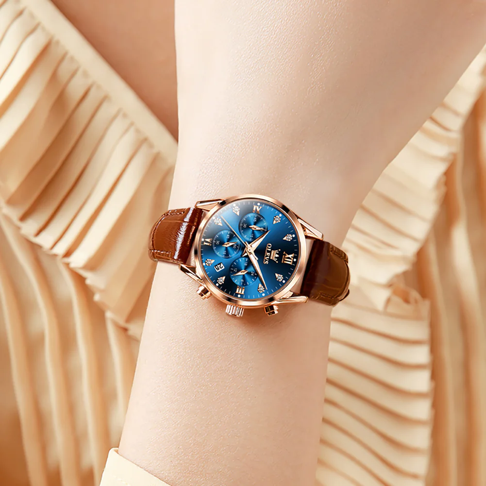 OLEVS 5523 Womens Watches Brown Rose Gold Chronograph Casual Dress Waterproof Ladies Wrist Watch - Image 19