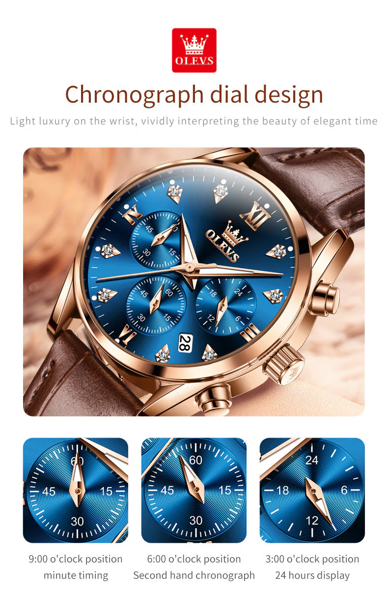 OLEVS 5523 Womens Watches Brown Rose Gold Chronograph Casual Dress Waterproof Ladies Wrist Watch - Image 22