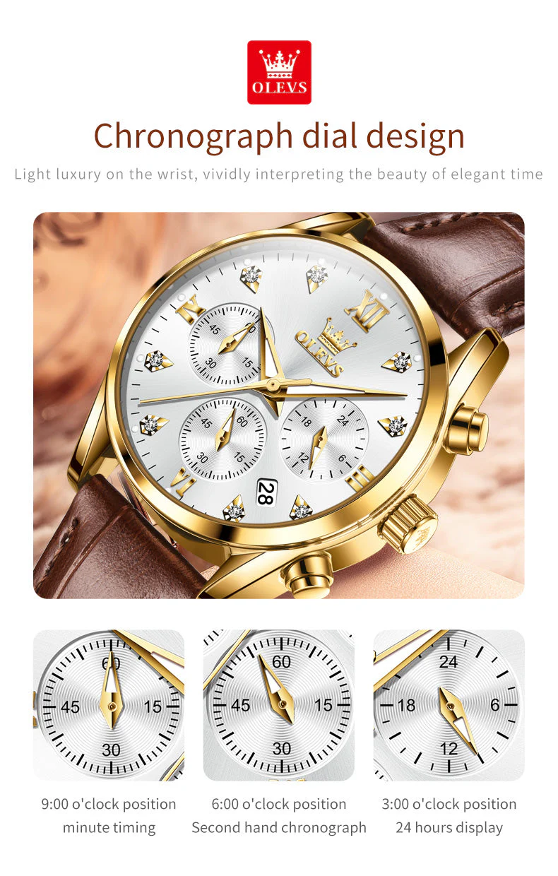 OLEVS 5523 Womens Watches Brown Rose Gold Chronograph Casual Dress Waterproof Ladies Wrist Watch - Image 30