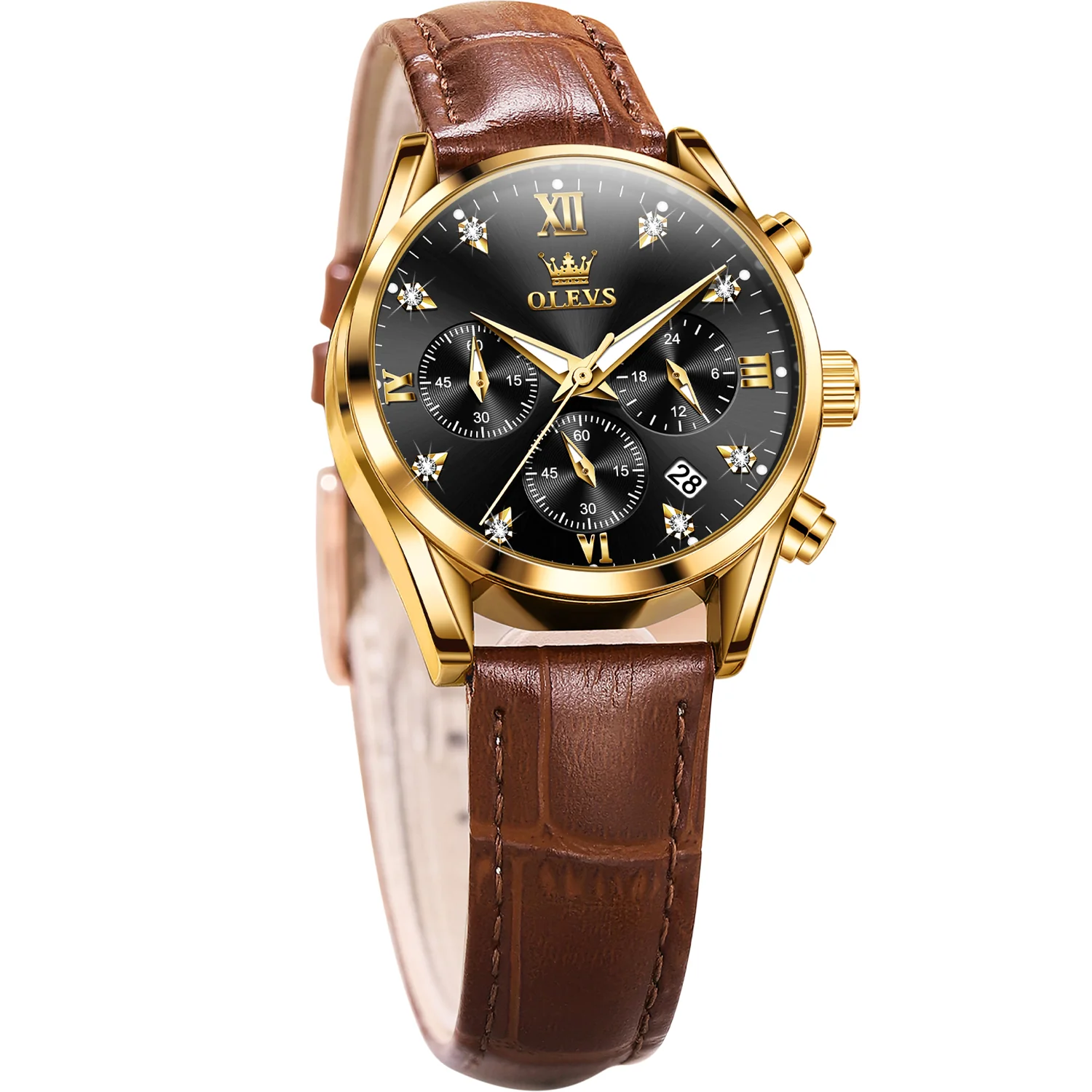 OLEVS 5523 Womens Watches Brown Rose Gold Chronograph Casual Dress Waterproof Ladies Wrist Watch - Image 33