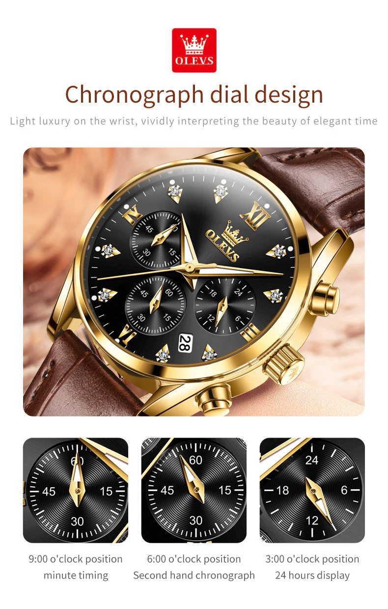 OLEVS 5523 Womens Watches Brown Rose Gold Chronograph Casual Dress Waterproof Ladies Wrist Watch - Image 38