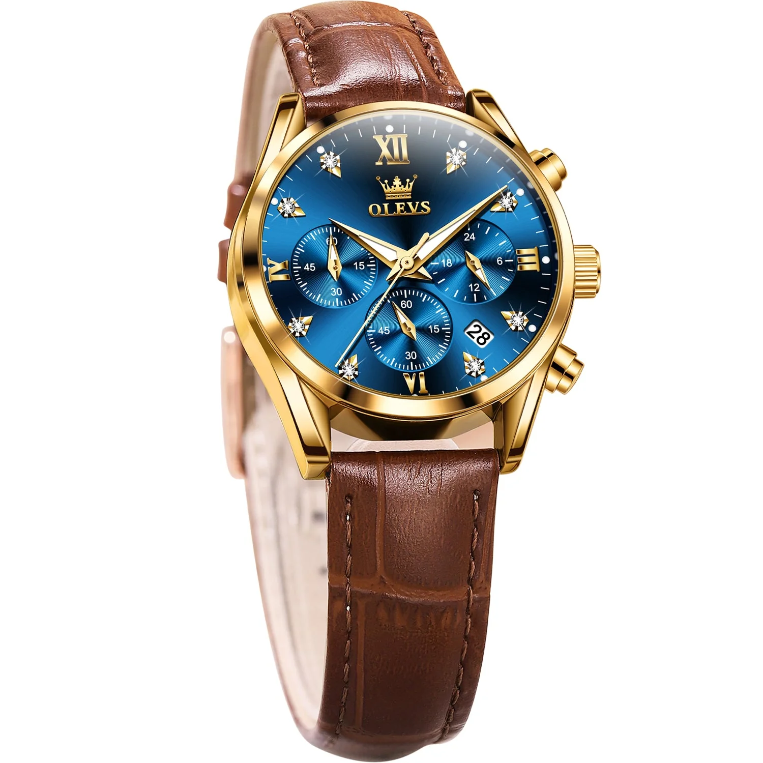 OLEVS 5523 Womens Watches Brown Rose Gold Chronograph Casual Dress Waterproof Ladies Wrist Watch - Image 41