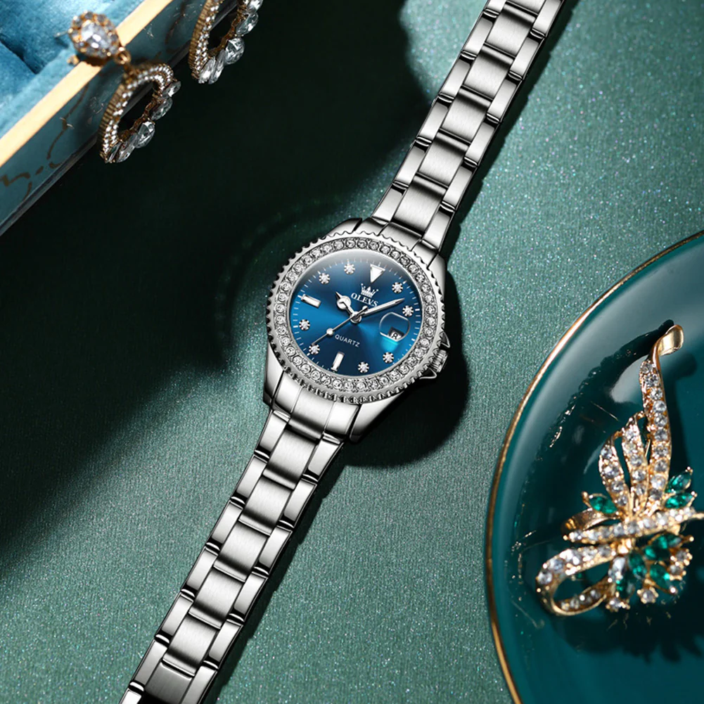 OLEVS 9945 Womens Watches Diamond Luxury Dress Gold Wrist Watch Waterproof Luminous - Image 11