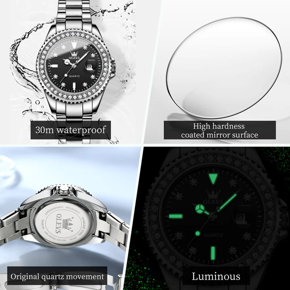 OLEVS 9945 Womens Watches Diamond Luxury Dress Gold Wrist Watch Waterproof Luminous - Image 19
