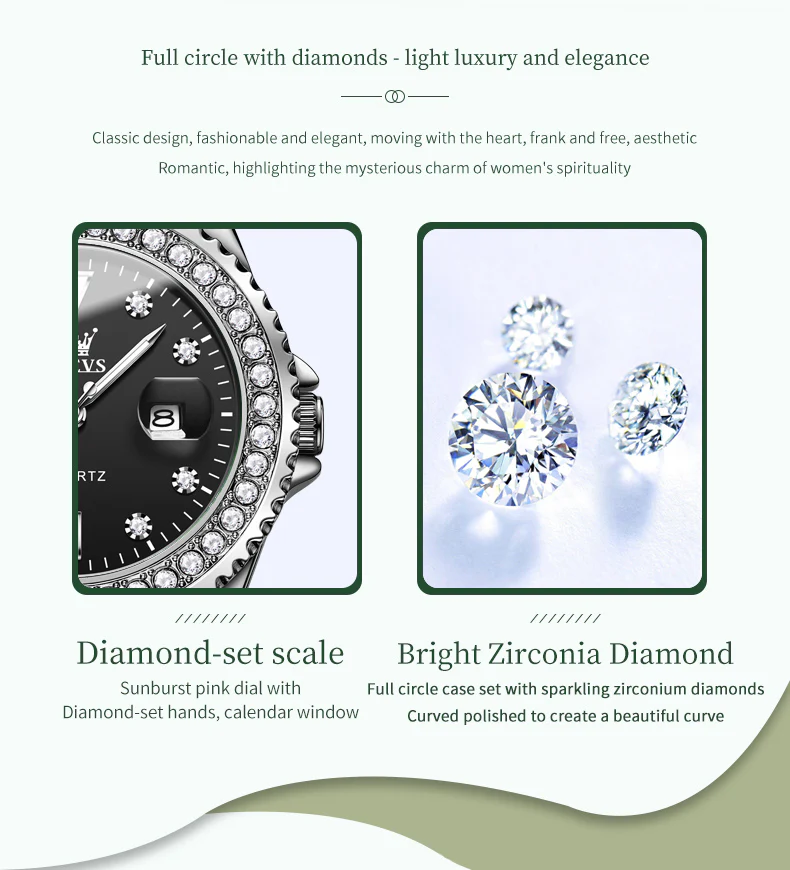 OLEVS 9945 Womens Watches Diamond Luxury Dress Gold Wrist Watch Waterproof Luminous - Image 20