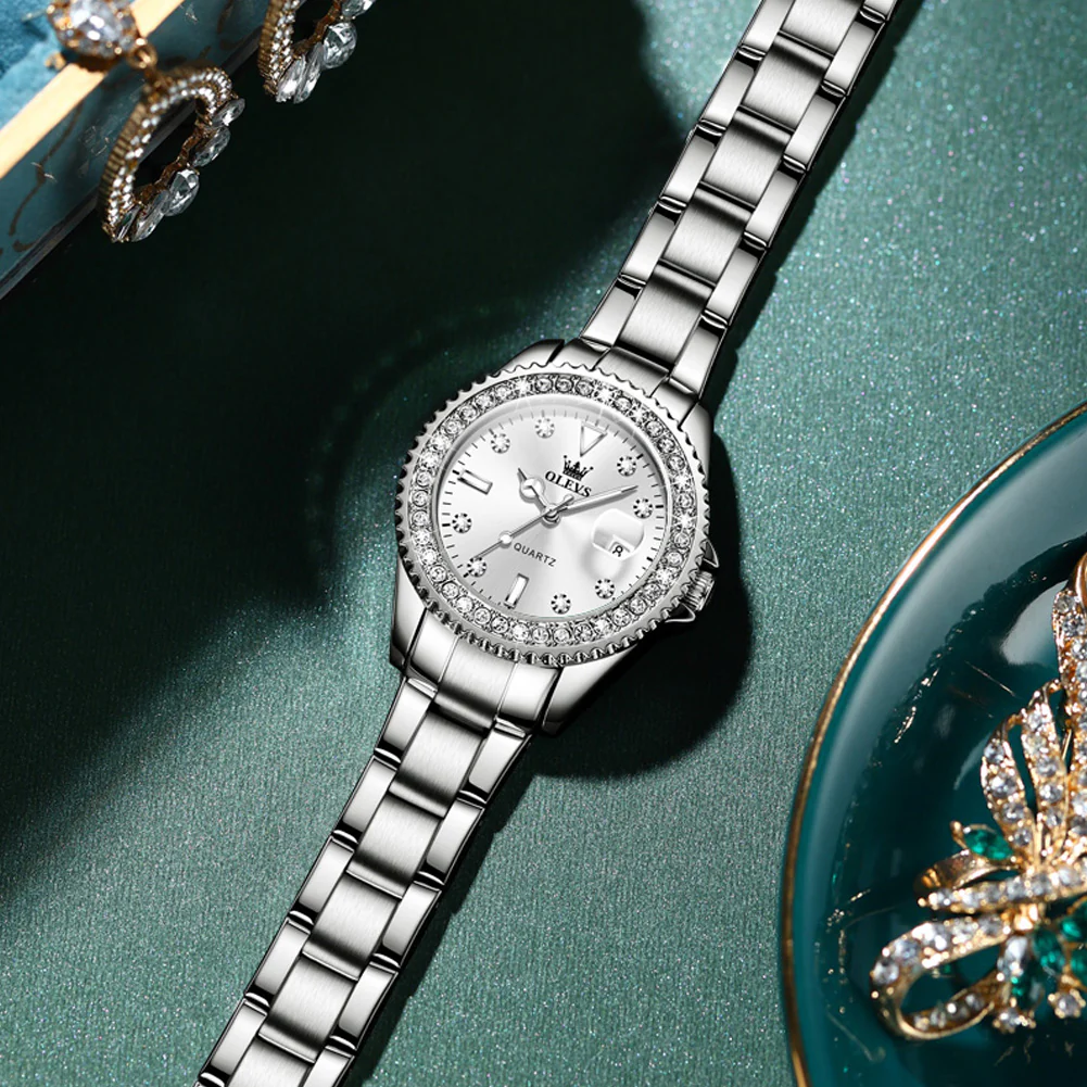OLEVS 9945 Womens Watches Diamond Luxury Dress Gold Wrist Watch Waterproof Luminous - Image 25