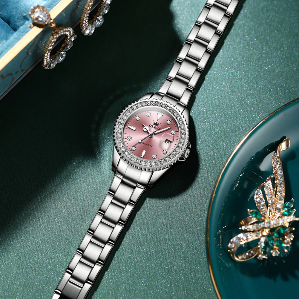 OLEVS 9945 Womens Watches Diamond Luxury Dress Gold Wrist Watch Waterproof Luminous - Image 32