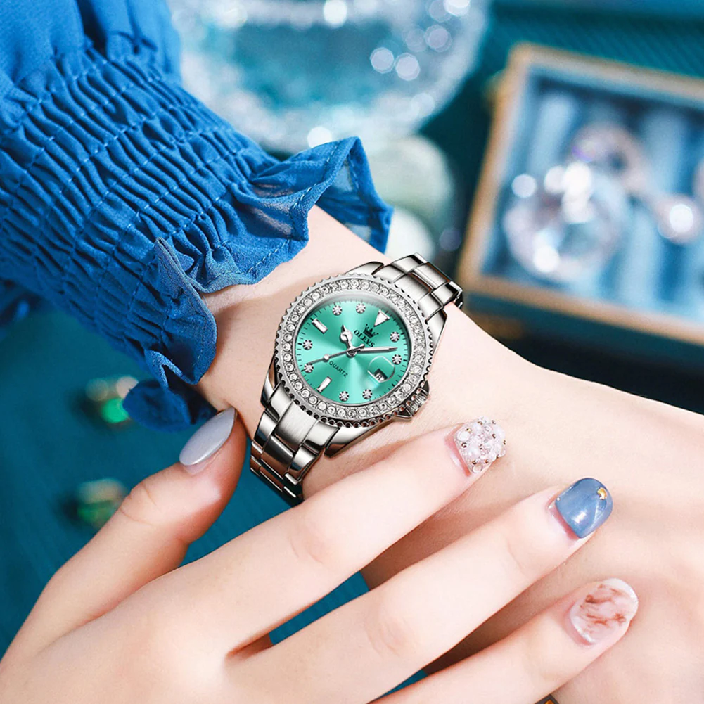 OLEVS 9945 Womens Watches Diamond Luxury Dress Gold Wrist Watch Waterproof Luminous - Image 37