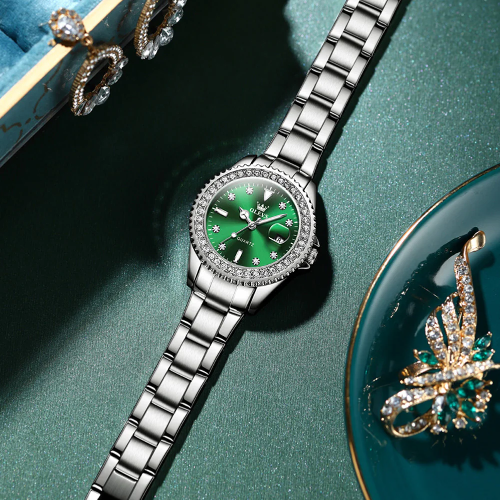 OLEVS 9945 Womens Watches Diamond Luxury Dress Gold Wrist Watch Waterproof Luminous - Image 4