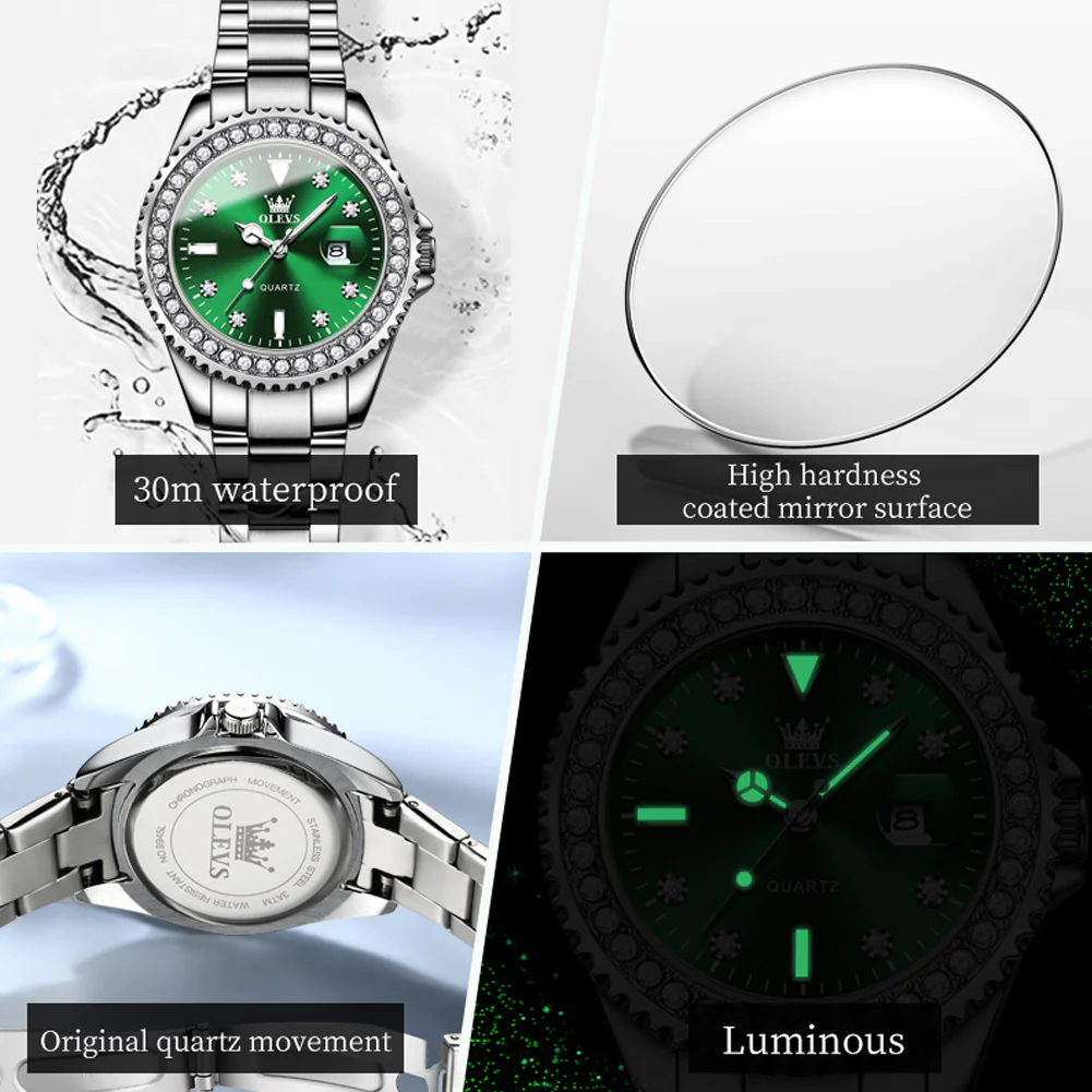 OLEVS 9945 Womens Watches Diamond Luxury Dress Gold Wrist Watch Waterproof Luminous - Image 5