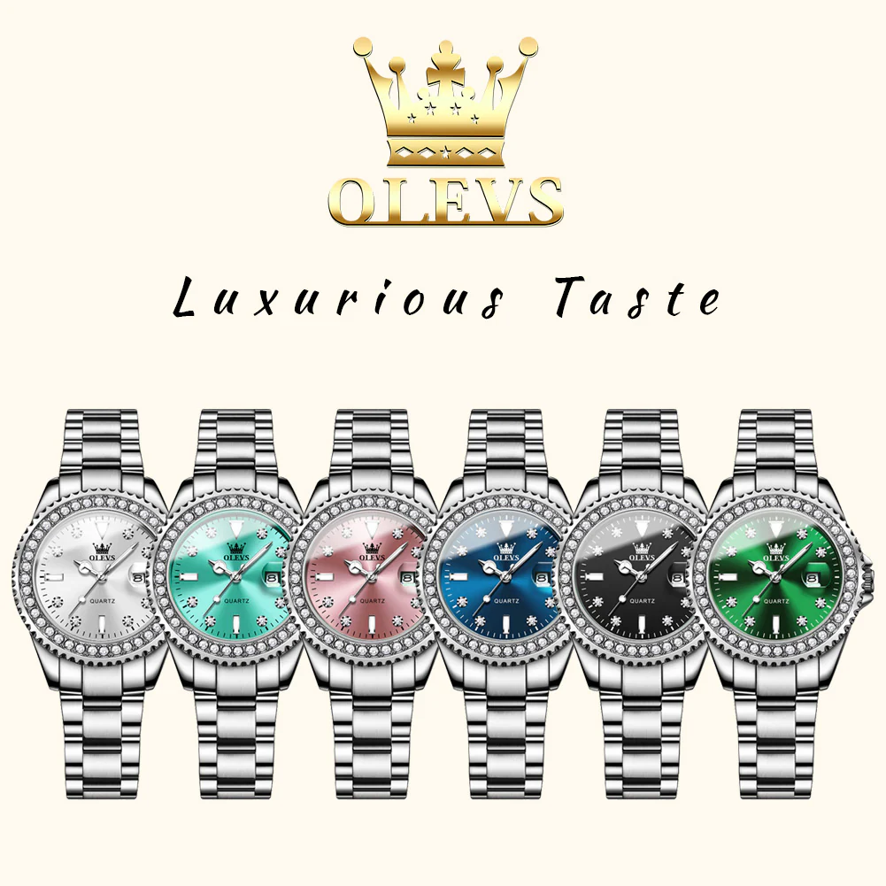 OLEVS 9945 Womens Watches Diamond Luxury Dress Gold Wrist Watch Waterproof Luminous - Image 7